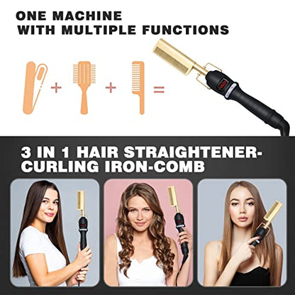 Pettine Riscaldante UKLISS 3 in 1 per Capelli e Parrucche